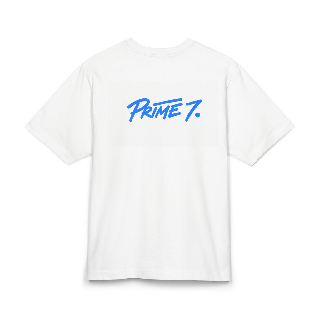 Prime 7 Script Logo T-Shirt — Retro Blue Back Print