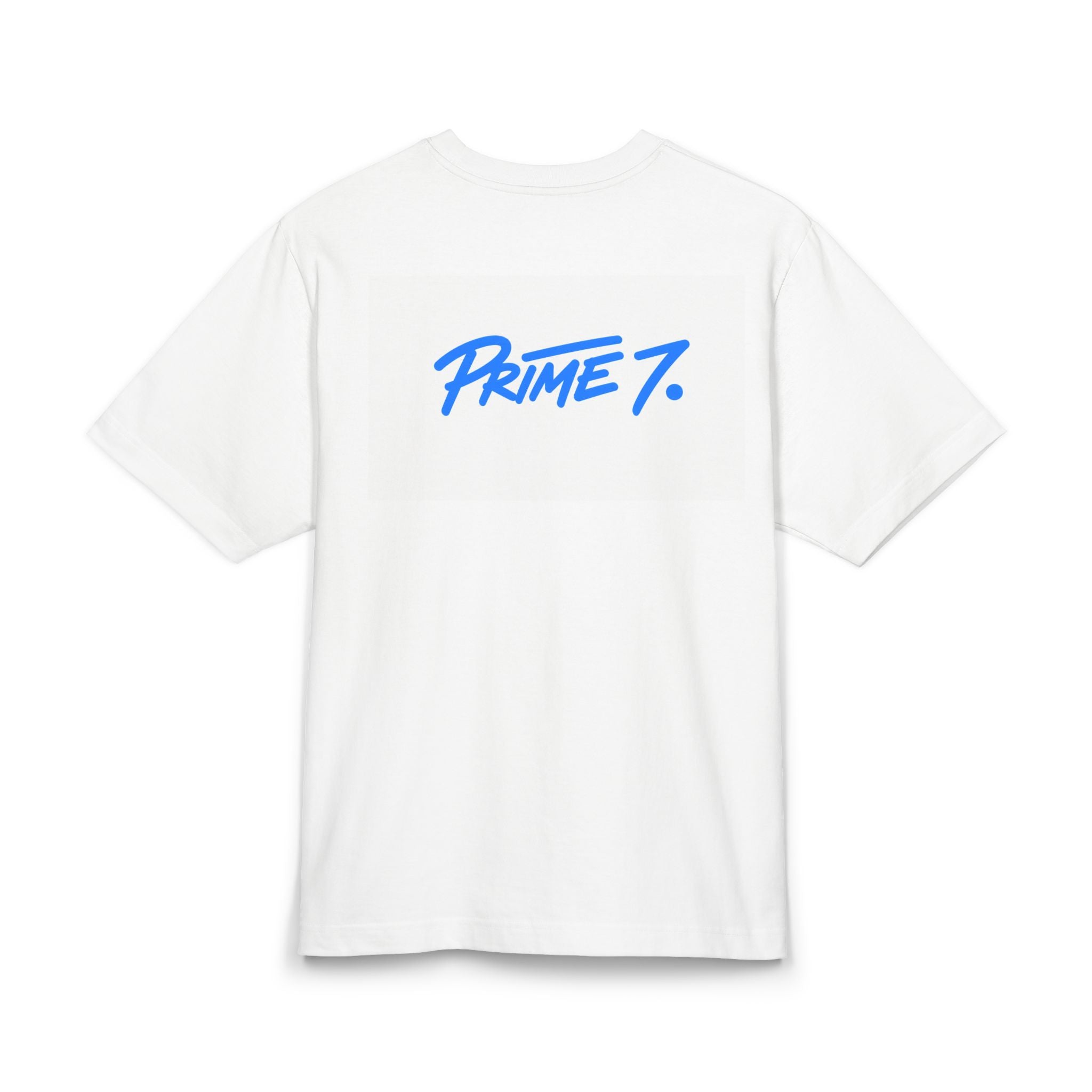 Prime 7 Script Logo T-Shirt — Retro Blue Back Print