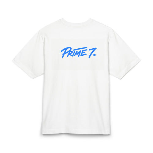Prime 7 Script Logo T-Shirt — Retro Blue Back Print