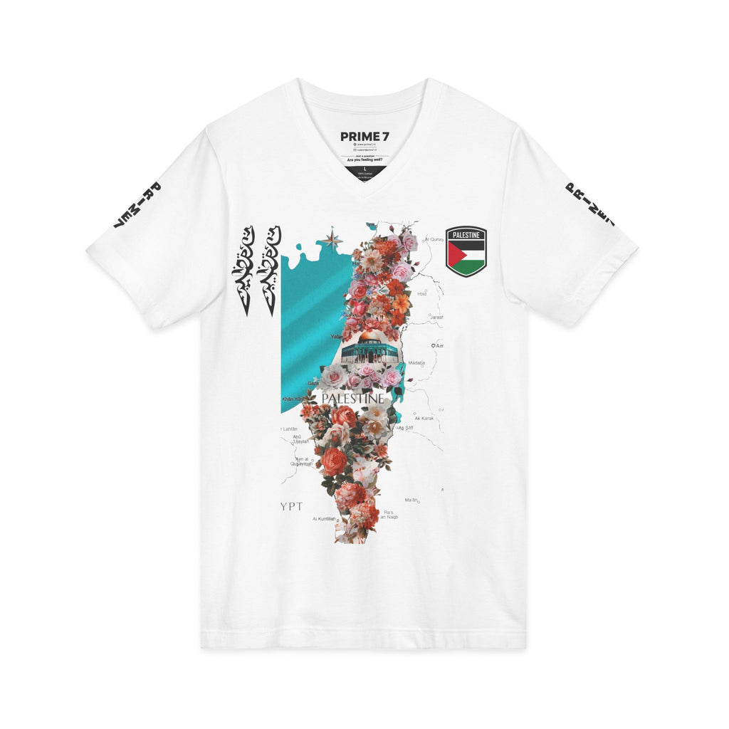 Palestine V-Neck — Floral Palestine Prime 7 T-shirt