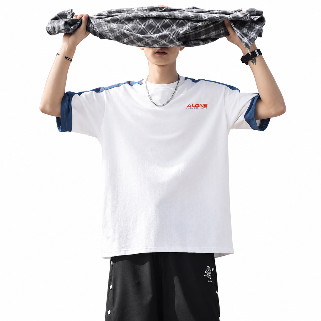 Stitching Color Short-sleeved T-shirt Men's Loose Cotton All-match Men's t-shirt