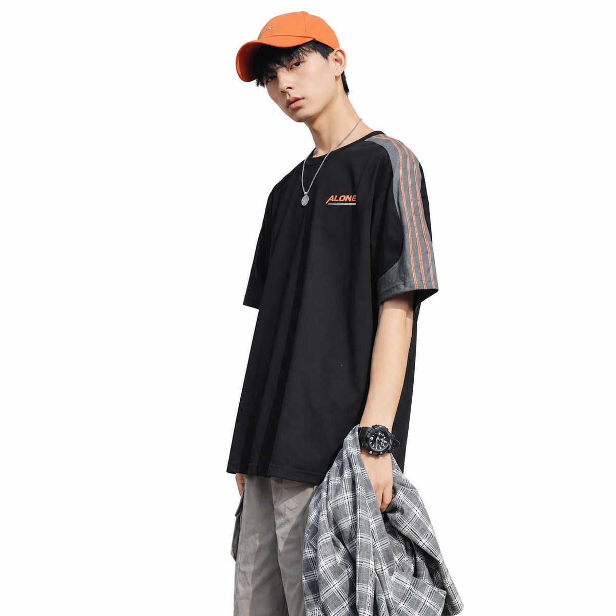Stitching Color Short-sleeved T-shirt Men's Loose Cotton All-match Men's t-shirt