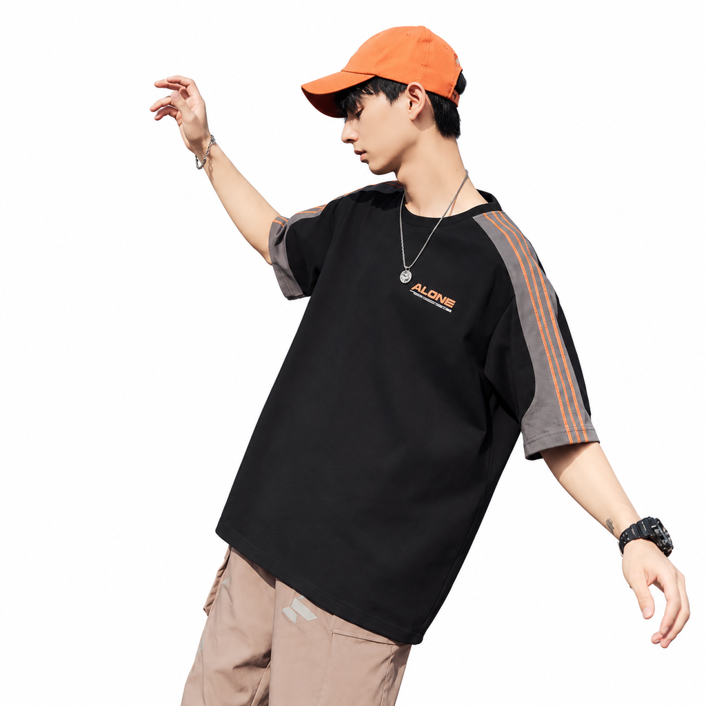 Stitching Color Short-sleeved T-shirt Men's Loose Cotton All-match Men's t-shirt